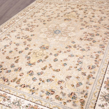 فرش ماشینی کلاسیک طرح شیما نمونه 2 سرمه ای 1200 شانه پلی استر